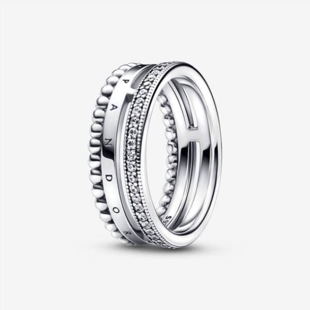 Pandora Signature Logo Pave Beads Ring