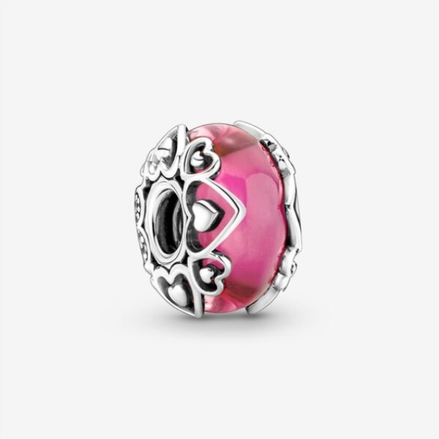 Reveal Your Love Pink Murano Glass Charm Pandora