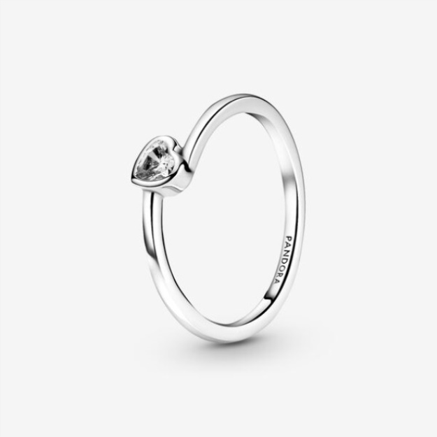 Clear Tilted Heart Solitaire Ring Pandora