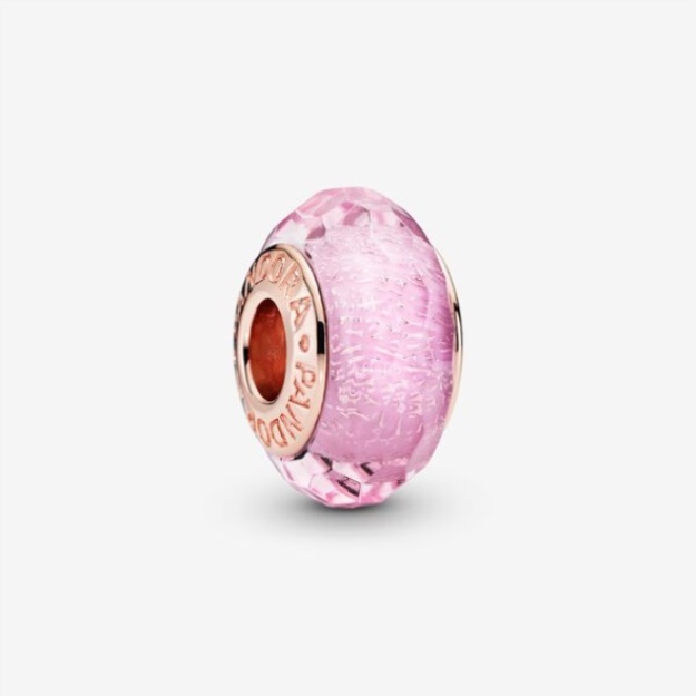 Faceted Pink Murano Glass Charm Pandora