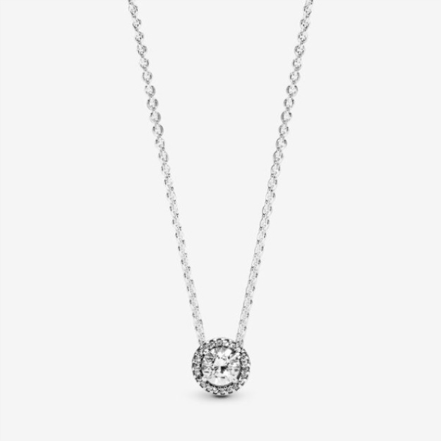 Round Sparkle Halo Necklace Pandora Sterling Silver