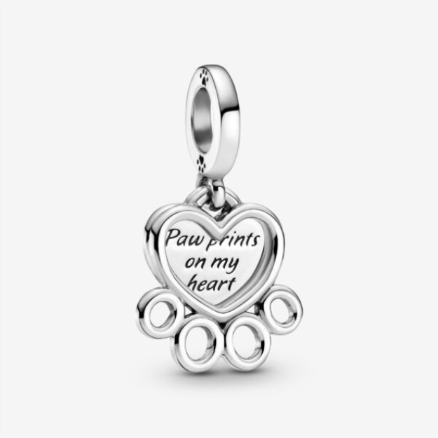 Hearts Paw Print Dangle Charm Pandora