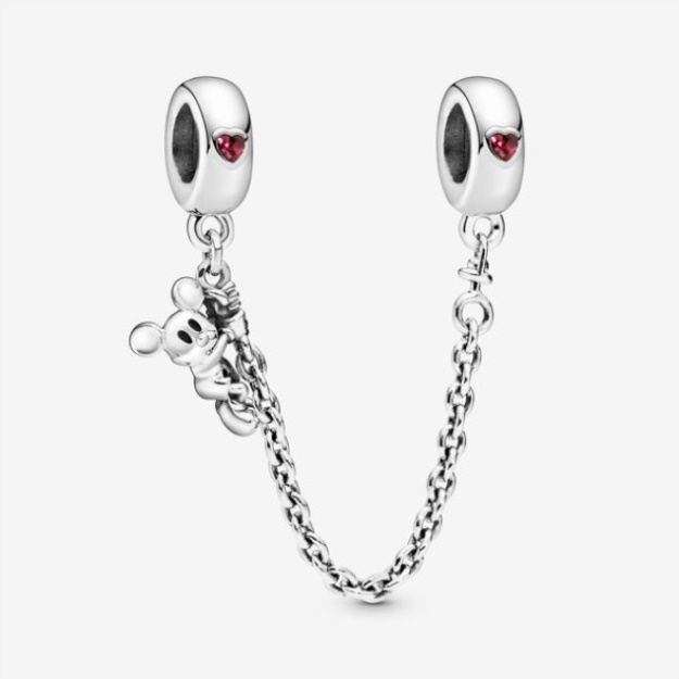 Disney Climbing Mickey Safety Chain Red Cz Pandora