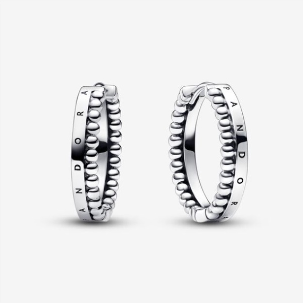 Pandora Signature Logo Beads Hoop Earrings