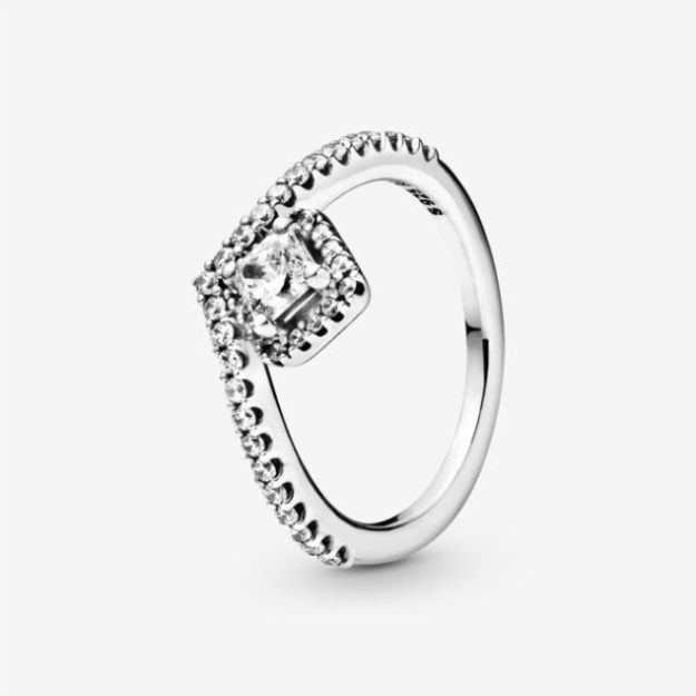 Square Sparkle Wishbone Ring-Final Sale Pandora