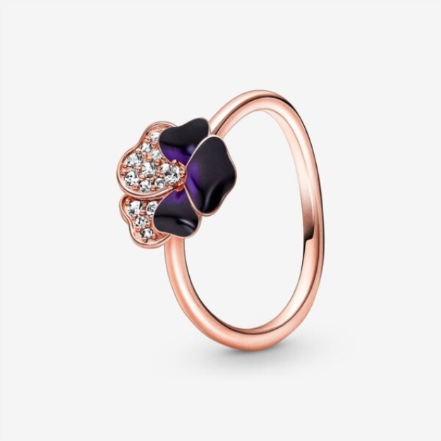 Deep Purple Pansy Flower Ring Pandora