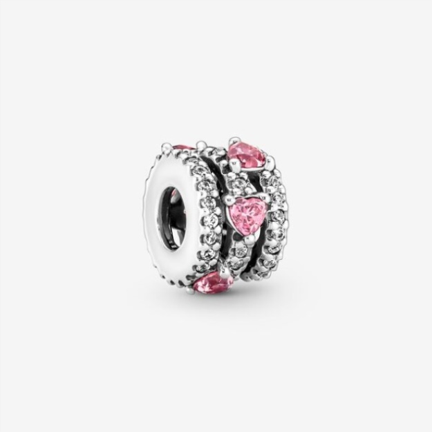 Sparkling Triple Halo Hearts Charm Pandora