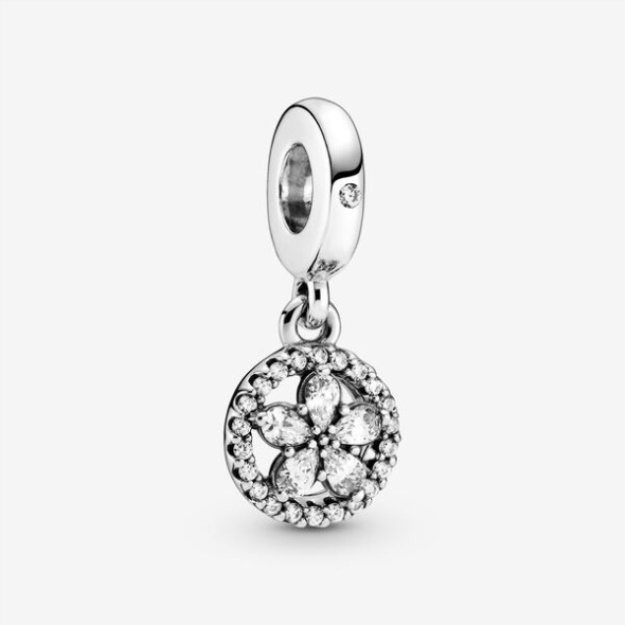 Sparkling Snowflake Circle Dangle Charm Pandora