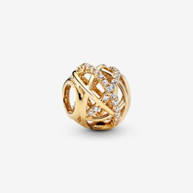 Sparkling And Polished Lines Charm Pandora Gold