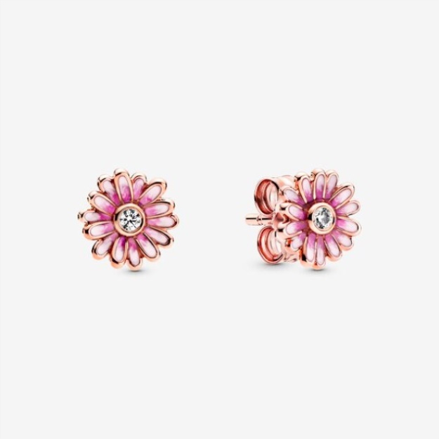 Pink Daisy Flower Stud Earrings Pandora
