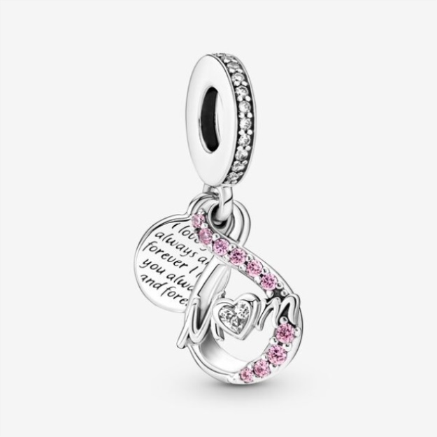 Mom Infinity Pave Double Dangle Charm Pandora
