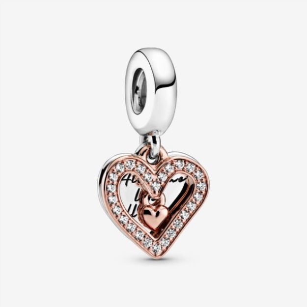 Sparkling Freehand Heart Dangle Charm Pandora