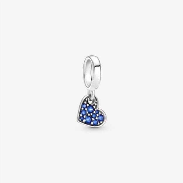 Stellar Blue Pave Tilted Heart Dangle Charm Pandora