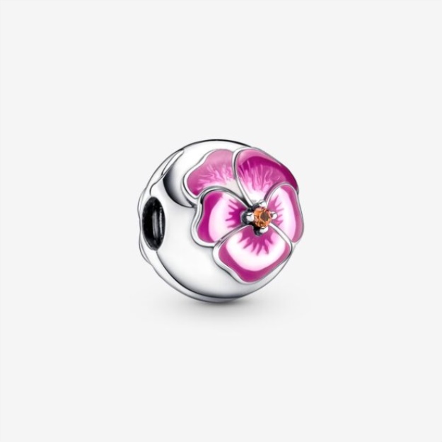 Pink Pansy Flower Clip Charm Pandora