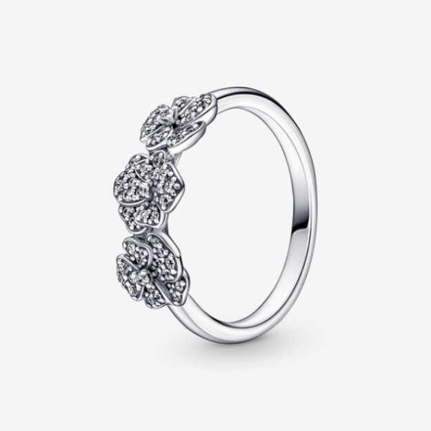 Triple Pansy Flower Ring Pandora