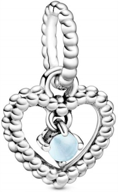 PANDORA Sky Blue Beaded Heart Dangle Charm