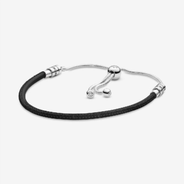 Moments Black Leather Slider Bracelet Pandora