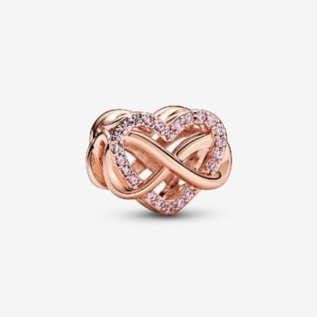Rose Family Infinity Pink Heart Charms Pandora