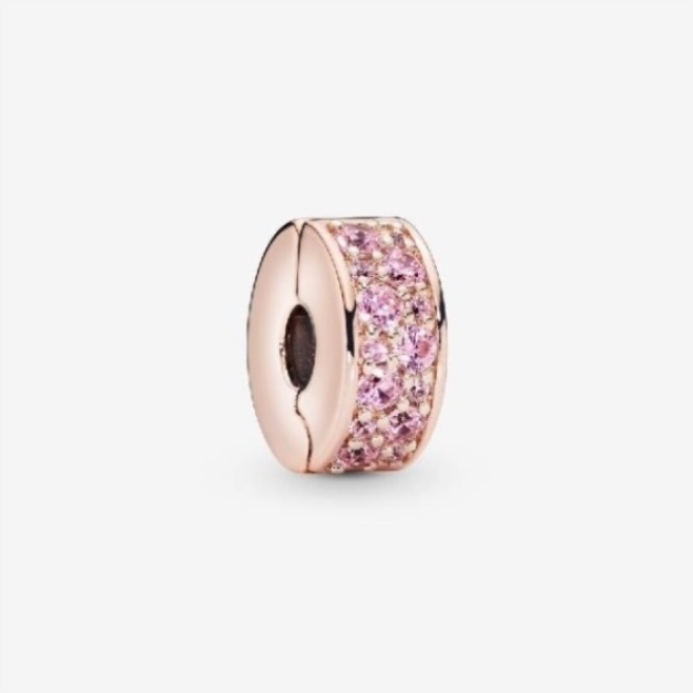 Rose Pink Pave Clip Charm Pandora
