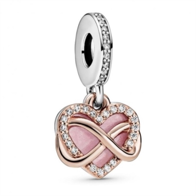 Rose Sparkling Infinity Heart Dangle Charms Pandora