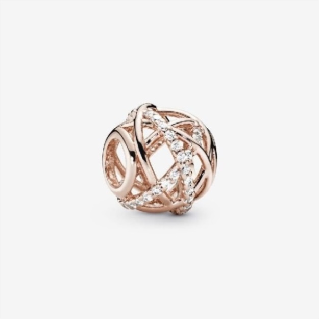 Rose Sparkling & Polished Lines Charm Pandora