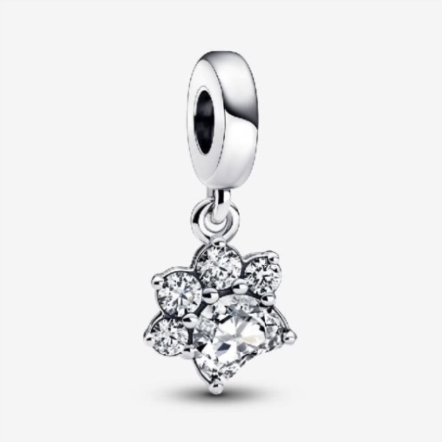 Sparkling Pet Paw Print Dangle Charms Pandora